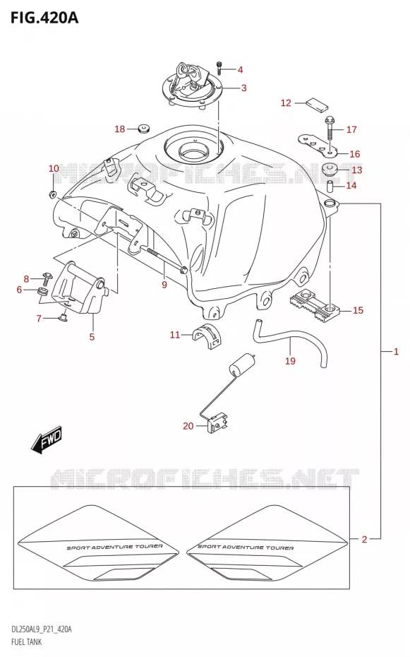 RESERVOIR D'ESSENCE Suzuki MOTO 250 V-STROM 2019  DL250A L9 (P21)