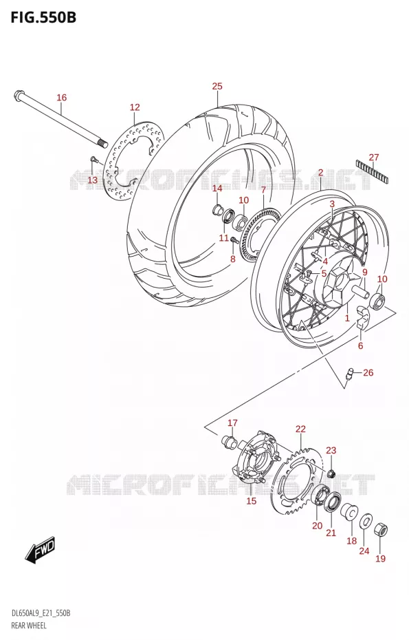 ROUE ARRIERE50XA,DL650XAUE) Suzuki MOTO 650 V-STROM 2019  DL650XA L9 (E21)