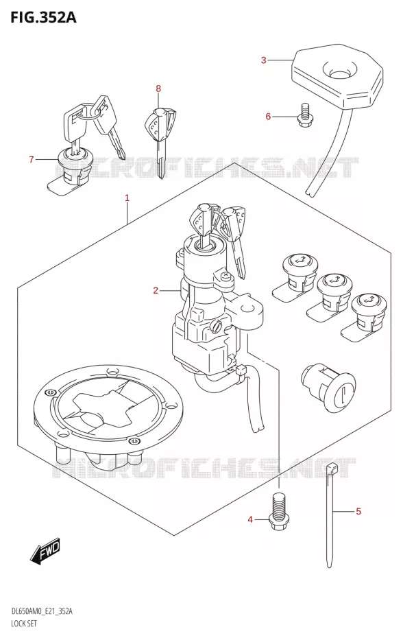 KIT SERRURE (SEE NOTE 1) Suzuki MOTO 650 V-STROM 2020  DL650XA M0 (E21)
