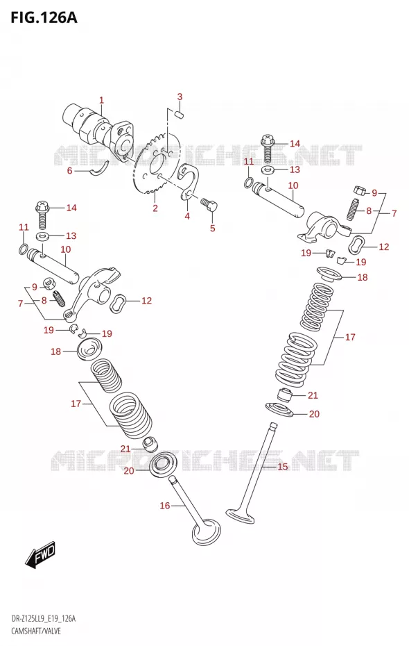 ARBRE A CAMES - SOUPAPES Suzuki MOTO 125 DR-Z 2019  DR-Z125L L9 (E19)