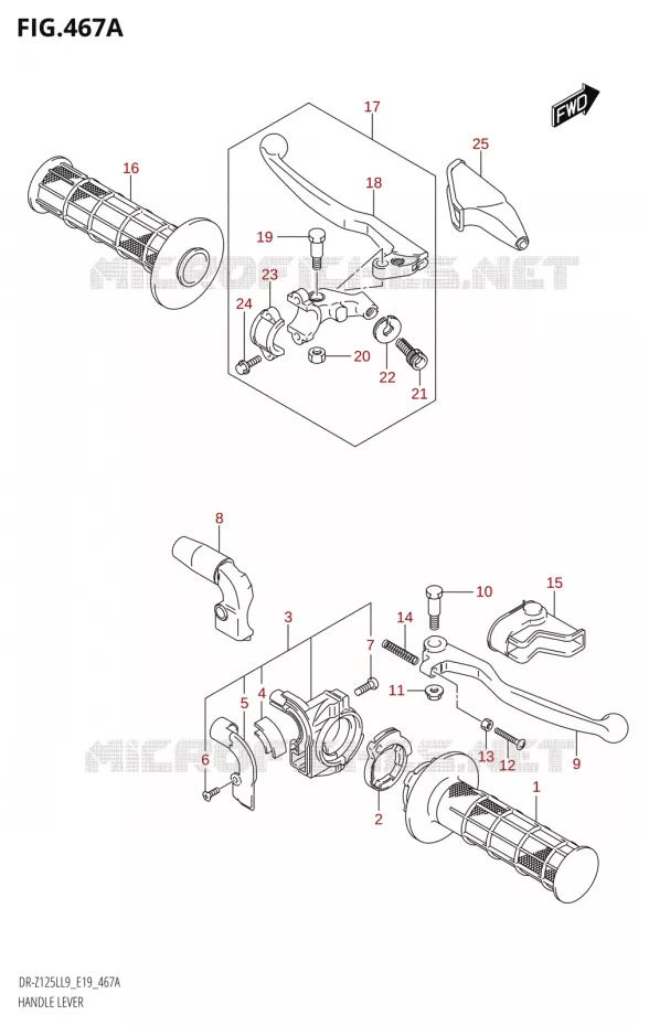 LEVIERS - POIGNEES Suzuki MOTO 125 DR-Z 2019  DR-Z125L L9 (E19)