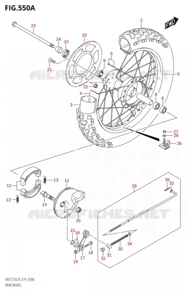 ROUE ARRIERE Suzuki MOTO 125 DR-Z 2019  DR-Z125L L9 (E19)