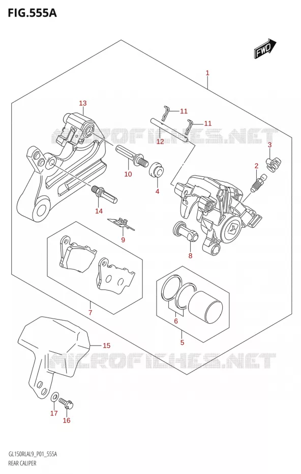 ETRIER DE FREIN ARRIERE Suzuki MOTO 150 INTRUDER 2019  GL150RLA L9 (P01)