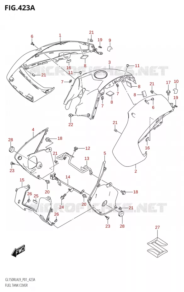 RESERVOIR D'ESSENCE - COUVERCLES Suzuki MOTO 150 INTRUDER 2019  GL150RLA L9 (P01)