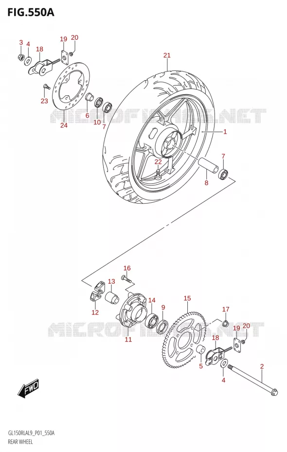 ROUE ARRIERE Suzuki MOTO 150 INTRUDER 2019  GL150RLA L9 (P01)