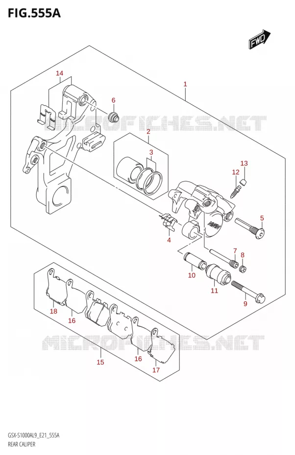 ETRIER DE FREIN ARRIERE Suzuki MOTO 1000 GSX-S 2019  GSX-S1000ZAUF L9 (E21)