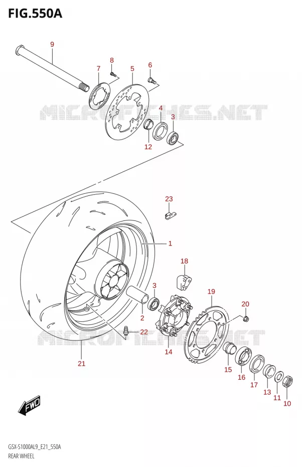 ROUE ARRIERE-S1000AL9 E21) Suzuki MOTO 1000 GSX-S 2019  GSX-S1000ZA L9 (E21)