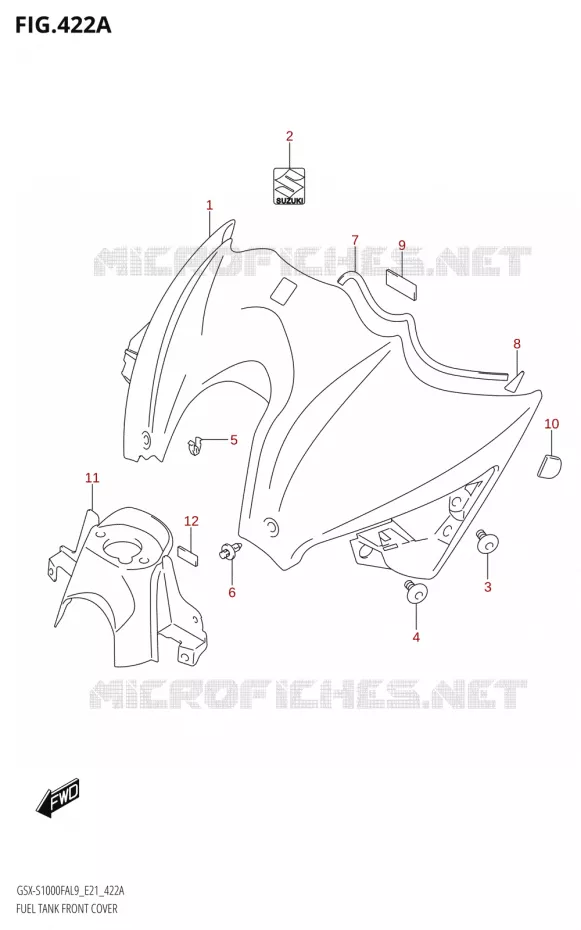 COUVRE RESERVOIR (GSX-S1000FA:L9:E21) Suzuki MOTO 1000 GSX-S 2019  GSX-S1000FA L9 (E21)