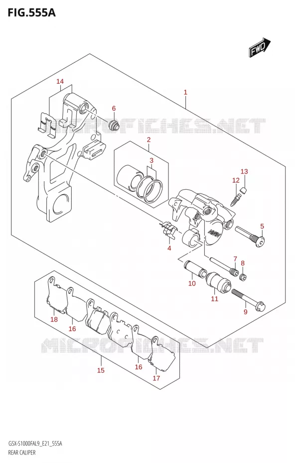 ETRIER DE FREIN ARRIERE Suzuki MOTO 1000 GSX-S 2019  GSX-S1000FYA L9 (E21)
