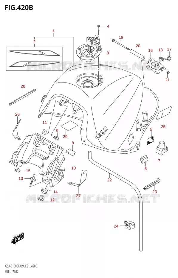 FUEL TANK (GSX-S1000FYA:L9:E21) Suzuki MOTO 1000 GSX-S 2019  GSX-S1000FYA L9 (E21)