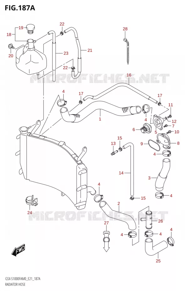 DURITE DE RADIATEUR Suzuki MOTO 1000 GSX-S 2020  GSX-S1000FA M0 / GSX-S1000FZA M0 (E21)