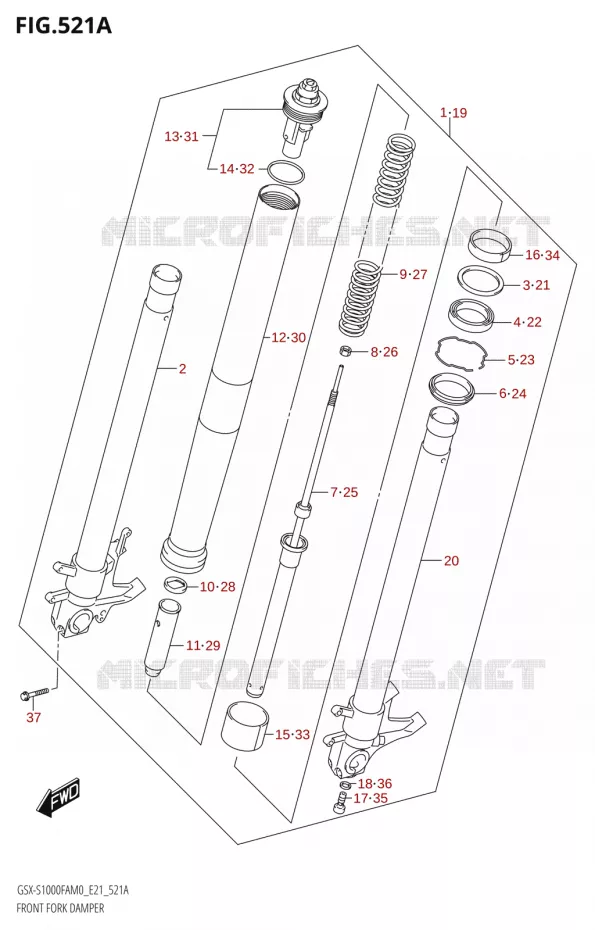 FOURCHE Suzuki MOTO 1000 GSX-S 2020  GSX-S1000FA M0 / GSX-S1000FZA M0 (E21)