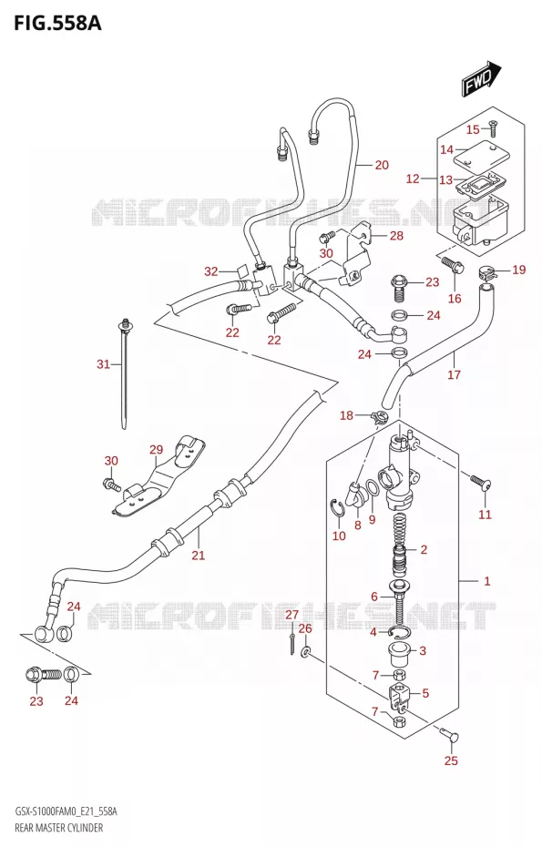 MAITRE CYLINDRE ARRIERE Suzuki MOTO 1000 GSX-S 2020  GSX-S1000FA M0 / GSX-S1000FZA M0 (E21)
