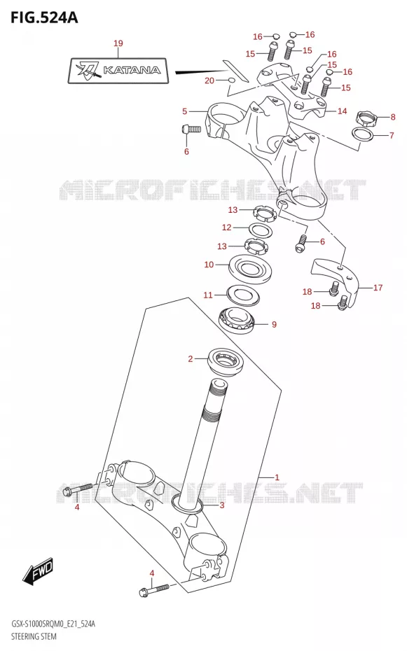 COLONNE DE DIRECTION Suzuki MOTO 1000 KATANA 2019  GSX-S1000SRQ L9 (E21)