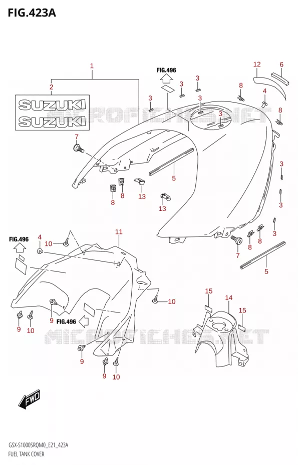 COUVRE RESERVOIR Suzuki MOTO 1000 KATANA 2020  GSX-S1000SRQ M0 (E21)
