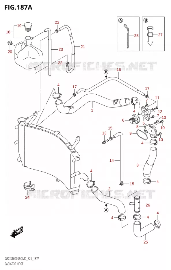 DURITES DE RADIATEUR - VASE D'EXPANSION Suzuki MOTO 1000 KATANA 2019  GSX-S1000SRQ L9 (E21)