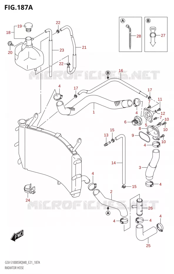DURITES DE RADIATEUR - VASE D'EXPANSION Suzuki MOTO 1000 KATANA 2020  GSX-S1000STQ M0 (E21)