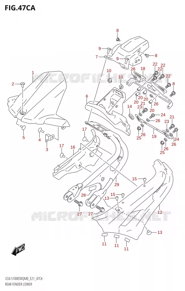 GARDE BOUE ARRIERE INFERIEUR Suzuki MOTO 1000 KATANA 2019  GSX-S1000STQ L9 (E21)