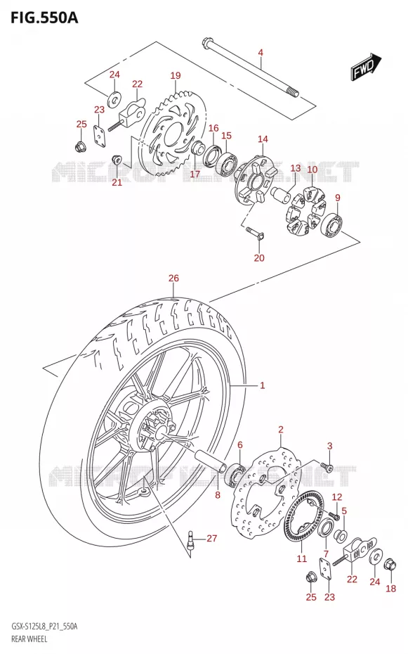 ROUE ARRIERE Suzuki MOTO 125 GSX-S 2018  GSX-S125MLX L8 (P21)