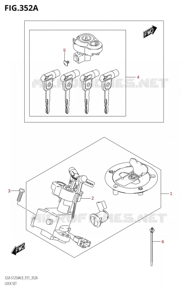 KIT SERRURE Suzuki MOTO 125 GSX-S 2019  GSX-S125XA L9 (P21)