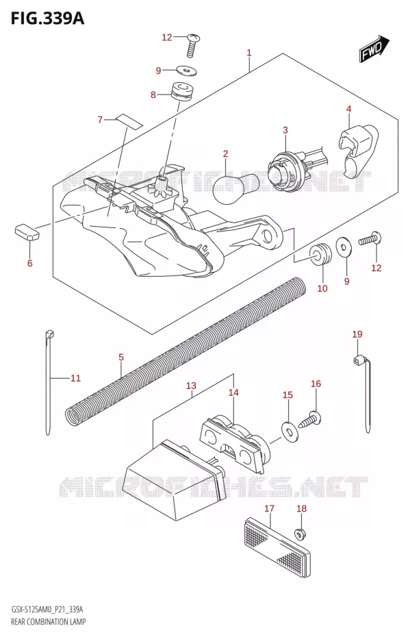 ENSEMBLE FEU ARRIERE Suzuki MOTO 125 GSX-S 2020  GSX-S125A M0 / GSX-S125XA M0 (P21)