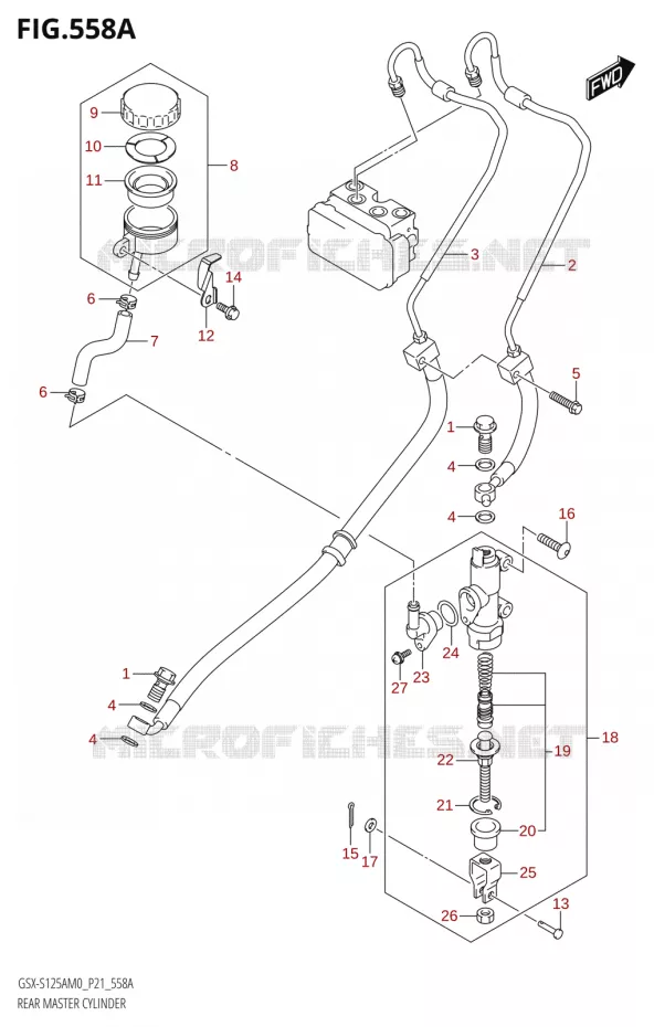 MAITRE CYLINDRE ARRIERE Suzuki MOTO 125 GSX-S 2020  GSX-S125A M0 / GSX-S125XA M0 (P21)