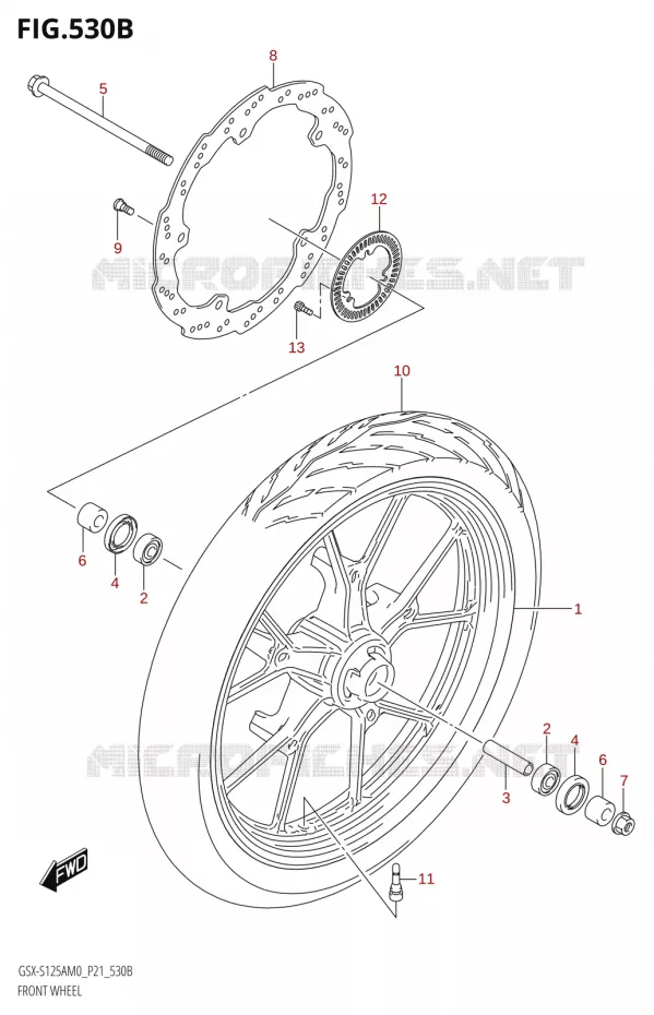 ROUE AVANT (GSX-S125XAM0 P21) Suzuki MOTO 125 GSX-S 2020  GSX-S125A M0 / GSX-S125XA M0 (P21)