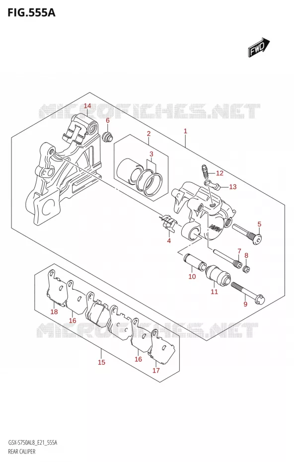 ETRIER DE FREIN ARRIERE Suzuki MOTO 750 GSX-S 2018  GSX-S750A L8 (E21)