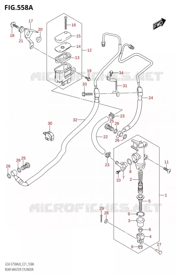 MAITRE CYLINDRE DE FREIN ARRIERE Suzuki MOTO 750 GSX-S 2018  GSX-S750A L8 (E21)
