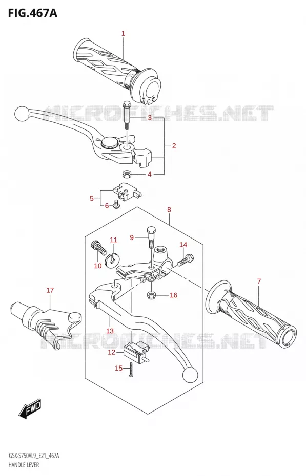 LEVIERS - POIGNEES Suzuki MOTO 750 GSX-S 2019  GSX-S750A L9 (E21)