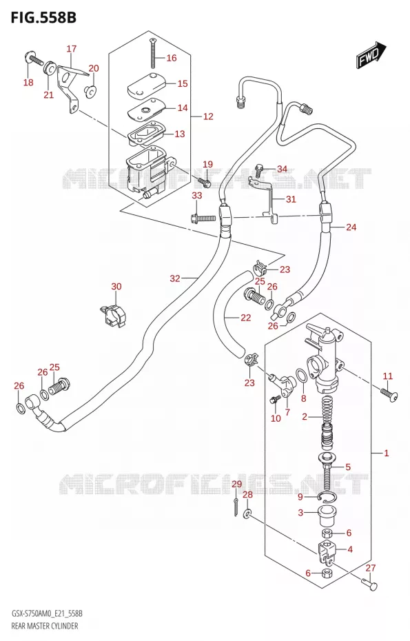 MAITRE CYLINDRE DE FREIN ARRIERE Suzuki MOTO 750 GSX-S 2020  GSX-S750A M0 (E21)