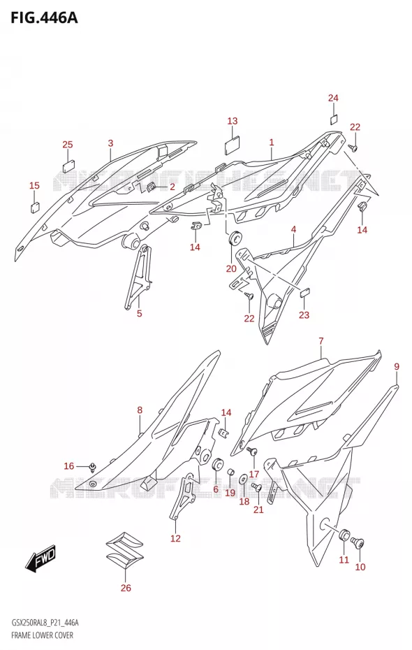 CARENAGES INFERIEURS250RA:L8:P21) Suzuki MOTO 250 INAZUMA 2018  GW250RAZ L8 (P21)