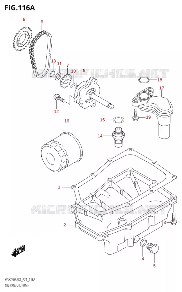 CARTER INFERIEUR - POMPE A HUILE Suzuki MOTO 250 INAZUMA 2018  GW250RA L8 (P21)