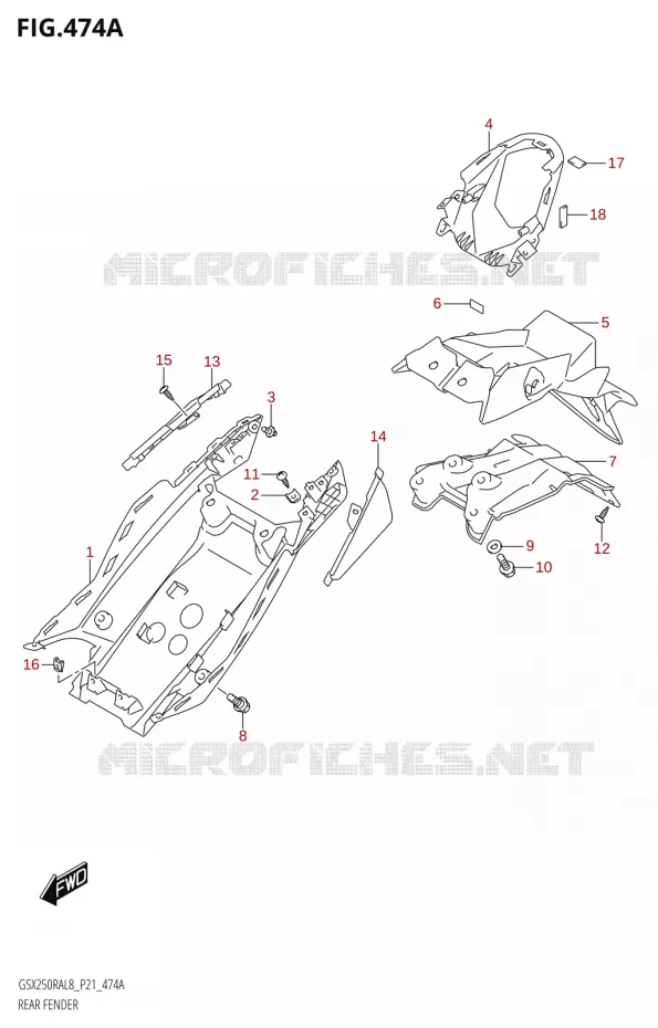 GARDE BOUE ARRIERE Suzuki MOTO 250 INAZUMA 2018  GW250RAZ L8 (P21)