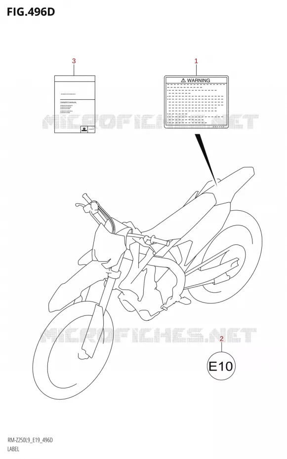 ETIQUETTE) Suzuki MOTO 250 RM-Z 2019  RM-Z250 L9 (E19)