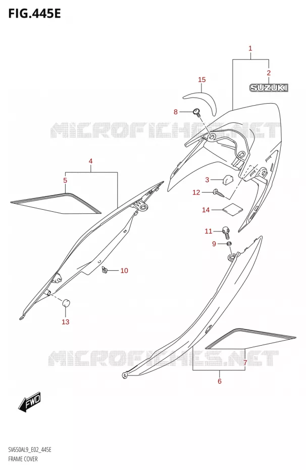 CARENAGES ARRIERE650XAL9 E02) Suzuki MOTO 650 SV 2019  SV650A L9 (E02)