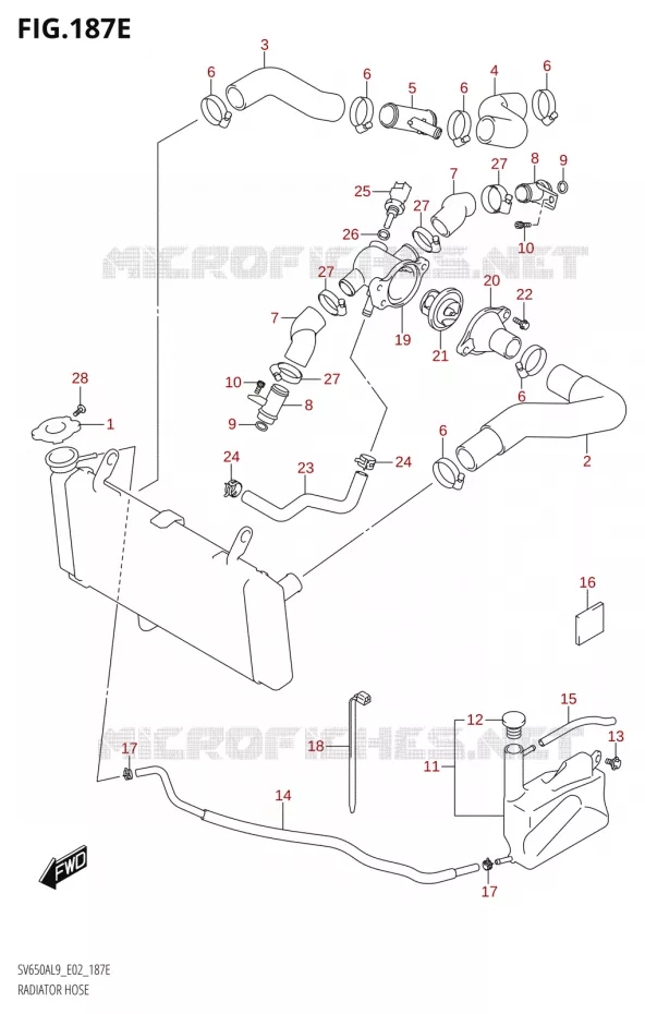 DURITE DE RADIATEUR50AUL9 E02) Suzuki MOTO 650 SV 2019  SV650XA L9 (E02)