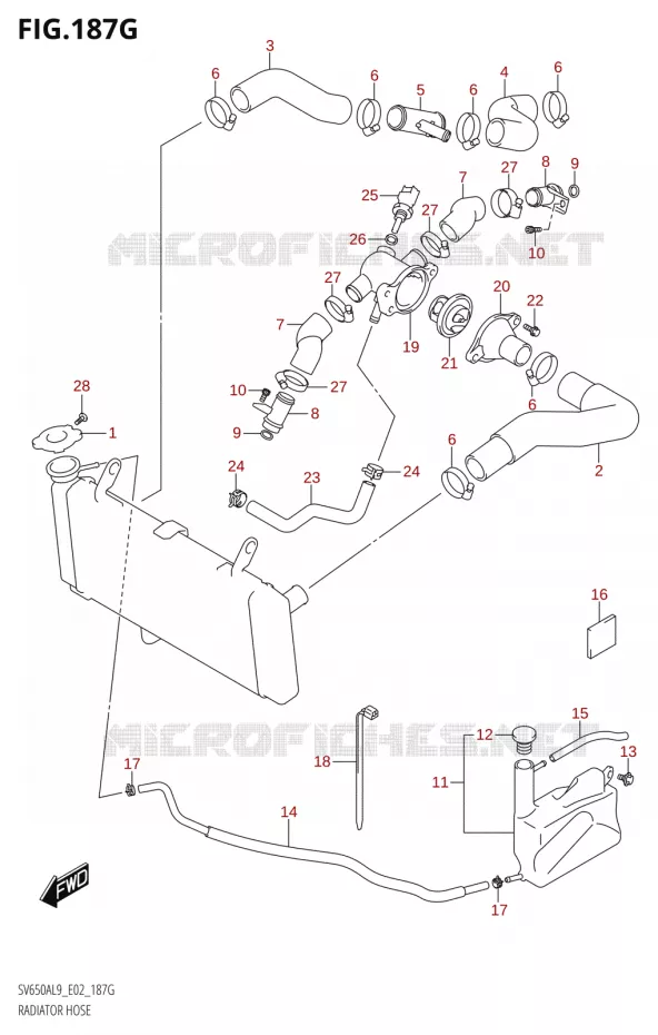 DURITE DE RADIATEUR50XAUL9 E02) Suzuki MOTO 650 SV 2019  SV650XA L9 (E02)