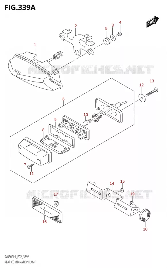 ENSEMBLE FEU ARRIERE Suzuki MOTO 650 SV 2019  SV650A L9 (E02)