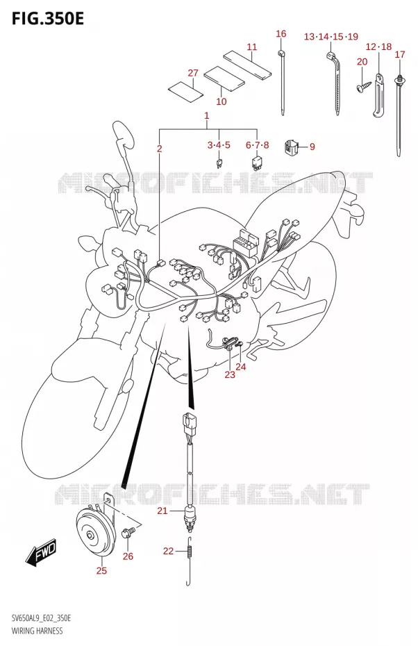 FAISCEAU ELECTRIQUE650AUL9 E02) Suzuki MOTO 650 SV 2019  SV650A L9 (E02)
