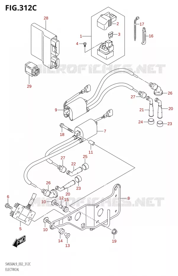 PARTIE ELECTRIQUEAL9 E02) Suzuki MOTO 650 SV 2019  SV650A L9 (E02)
