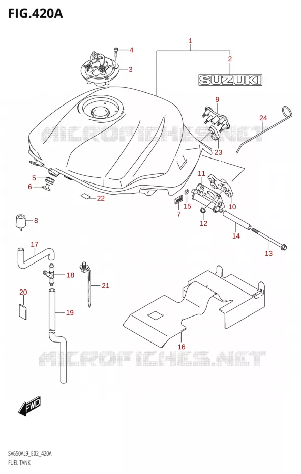 RESERVOIR D'ESSENCEAL9 E02) (FOR YVB,QEB) Suzuki MOTO 650 SV 2019  SV650A L9 (E02)