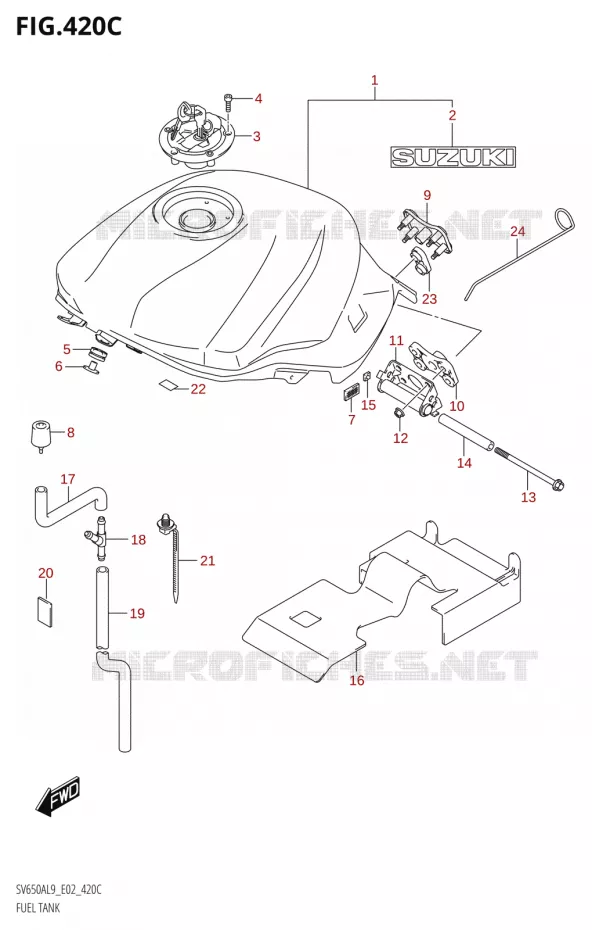 RESERVOIR D'ESSENCEAL9 E19) (FOR YVB,QEB) Suzuki MOTO 650 SV 2019  SV650A L9 (E02)