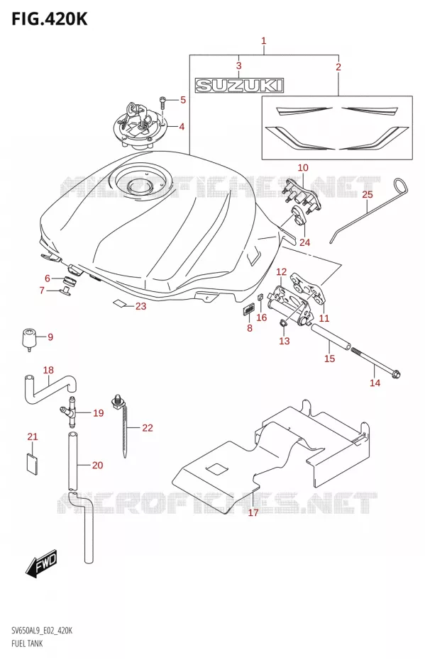 RESERVOIR D'ESSENCEAUL9 E19) (FOR AGT) Suzuki MOTO 650 SV 2019  SV650A L9 (E02)