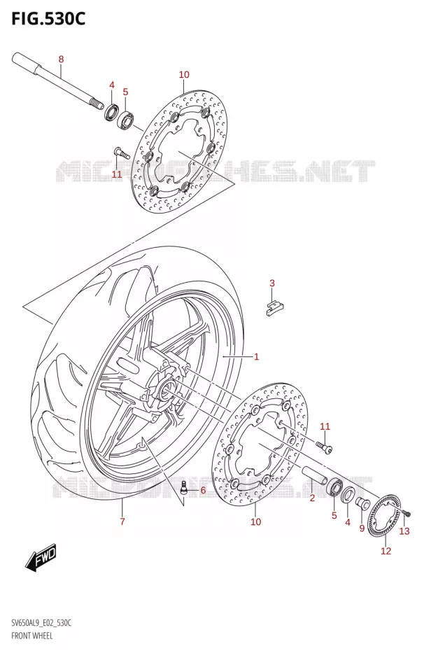 ROUE AVANT (SV650XAL9 E02) Suzuki MOTO 650 SV 2019  SV650XA L9 (E02)