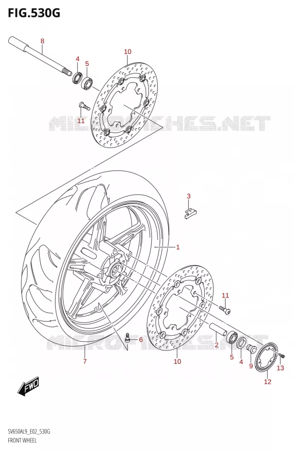 ROUE AVANT (SV650XAUL9 E02) Suzuki MOTO 650 SV 2019  SV650XA L9 (E02)