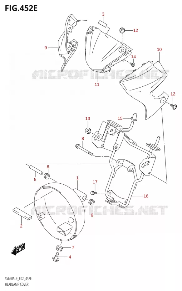 SUPPORT - CARENAGES DE PHARE Suzuki MOTO 650 SV 2019  SV650XA L9 (E02)