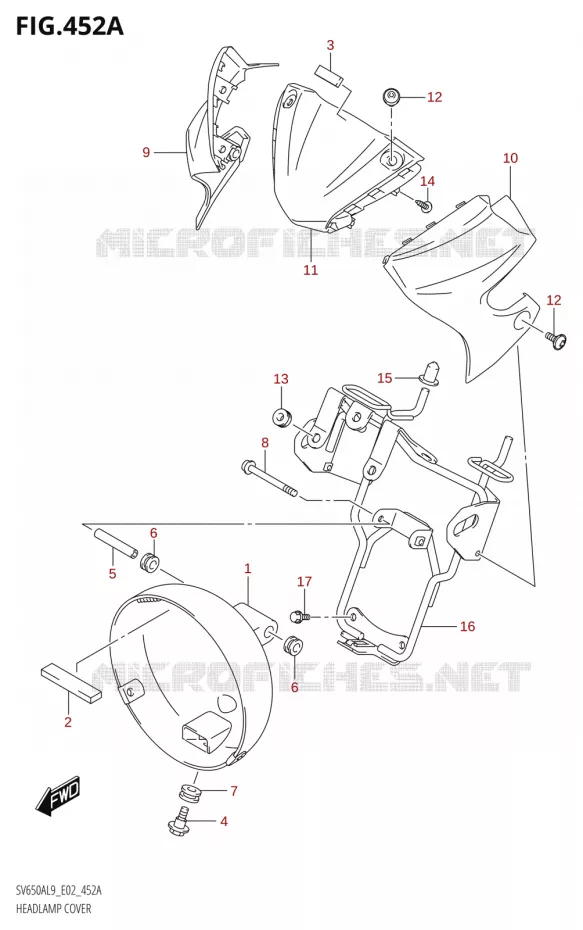 SUPPORT - CARENAGES DE PHARE Suzuki MOTO 650 SV 2019  SV650XA L9 (E02)