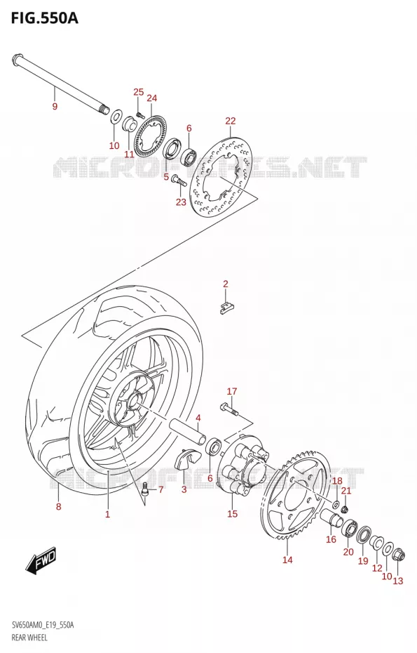 ROUE ARRIERE50A,SV650AU) Suzuki MOTO 650 SV 2020  SV650A (E19)