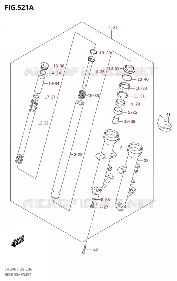 FOURCHE AMORTISSEUR AVT (SV650A,SV650AU) Suzuki MOTO 650 SV 2020  SV650A M0 (E02)